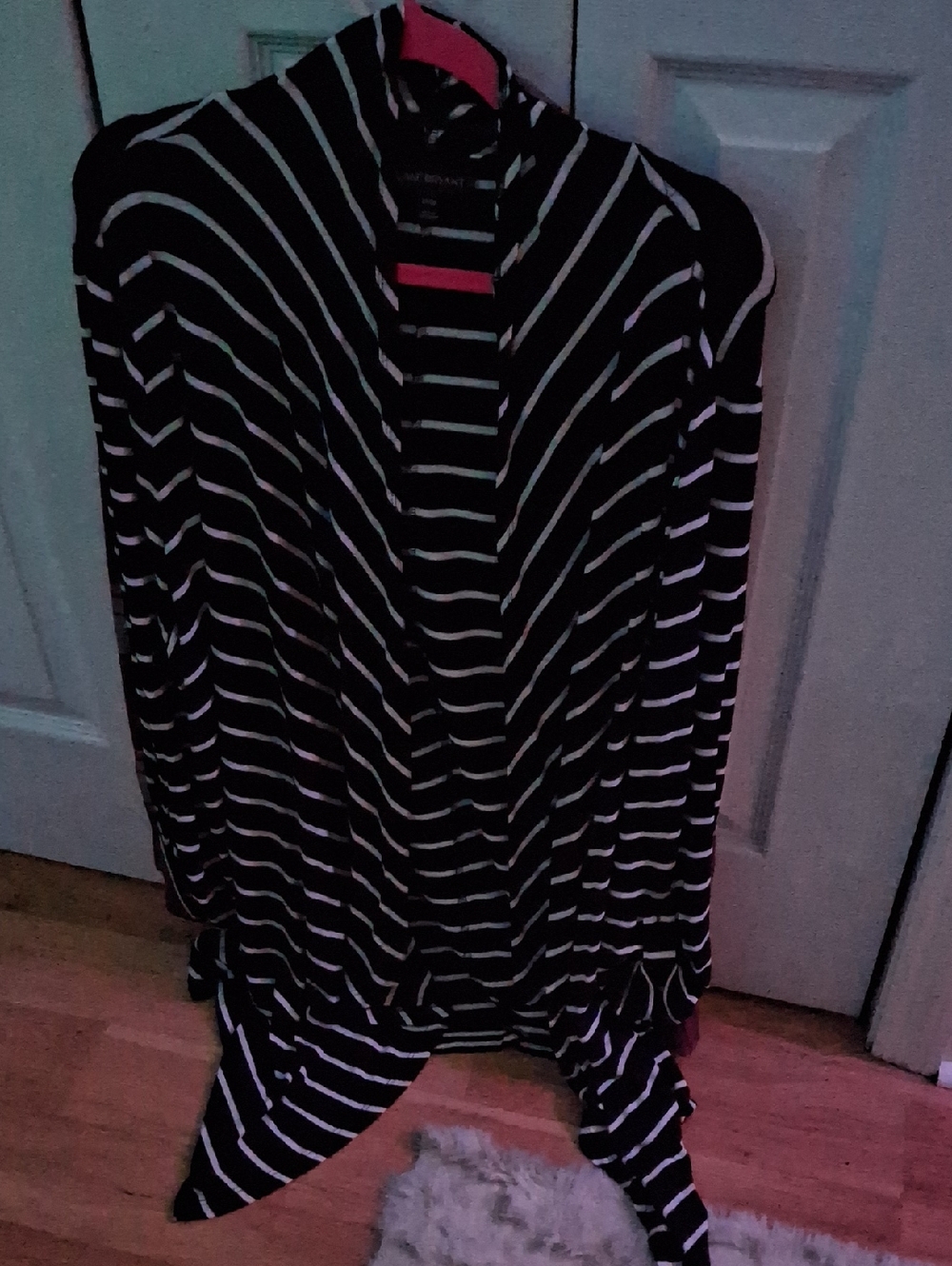 Lane Bryant Black and White Striped Open Front Cardigan